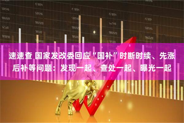 速速查 国家发改委回应“国补”时断时续、先涨后补等问题：发现一起、查处一起、曝光一起