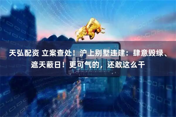 天弘配资 立案查处！沪上别墅违建：肆意毁绿、遮天蔽日！更可气的，还敢这么干